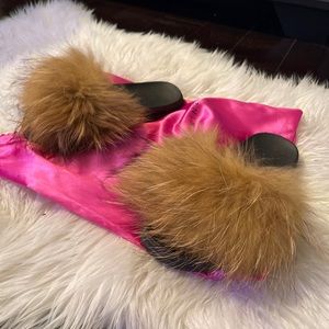Fur Slippers Fox designer Size 7